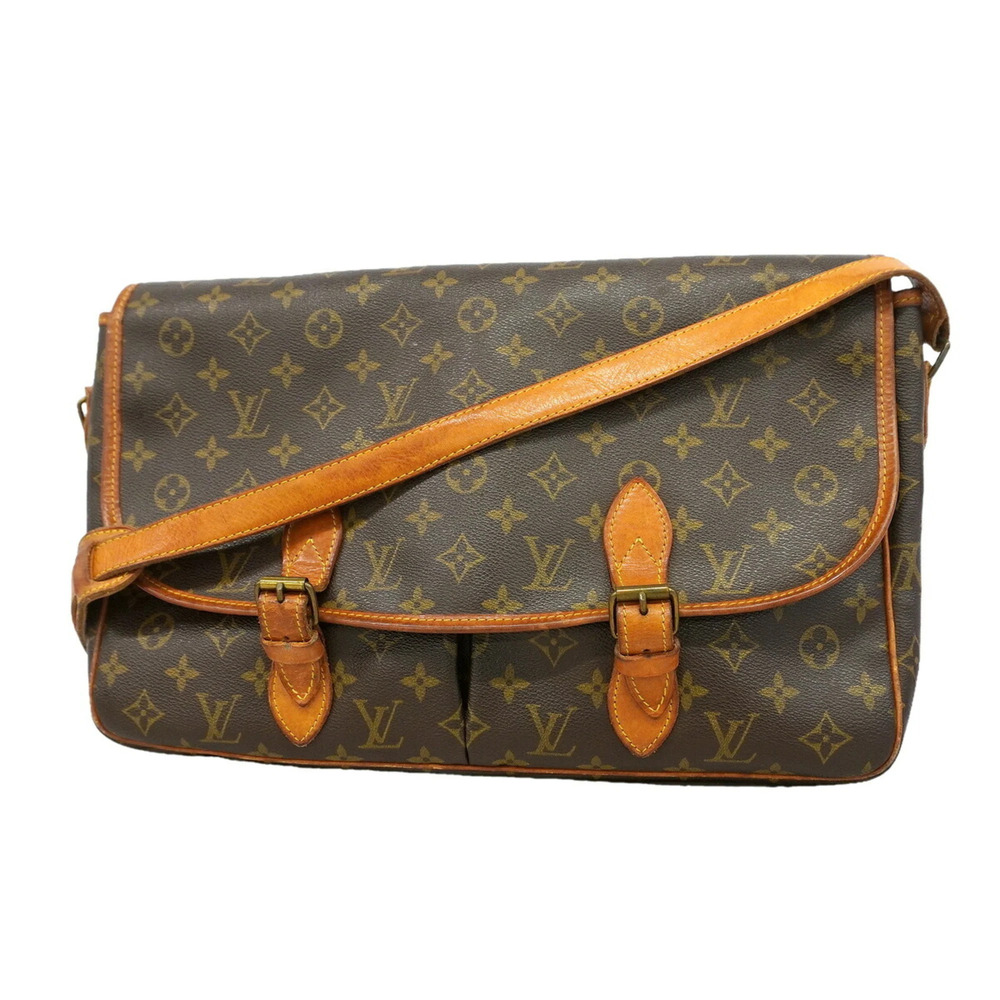 Louis Vuitton Monogram Gibeciere GM Shoulder Bag M42249 Brown Women's